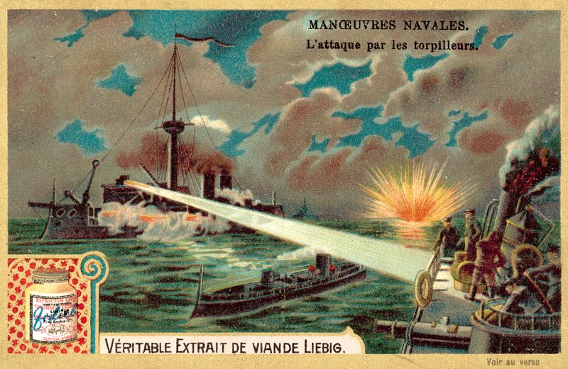 Attack av torpedbåtar (chromolitho) av European School