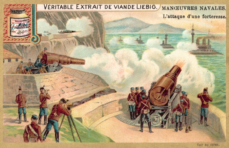 Attack mot en kustfästning (chromolitho) av European School