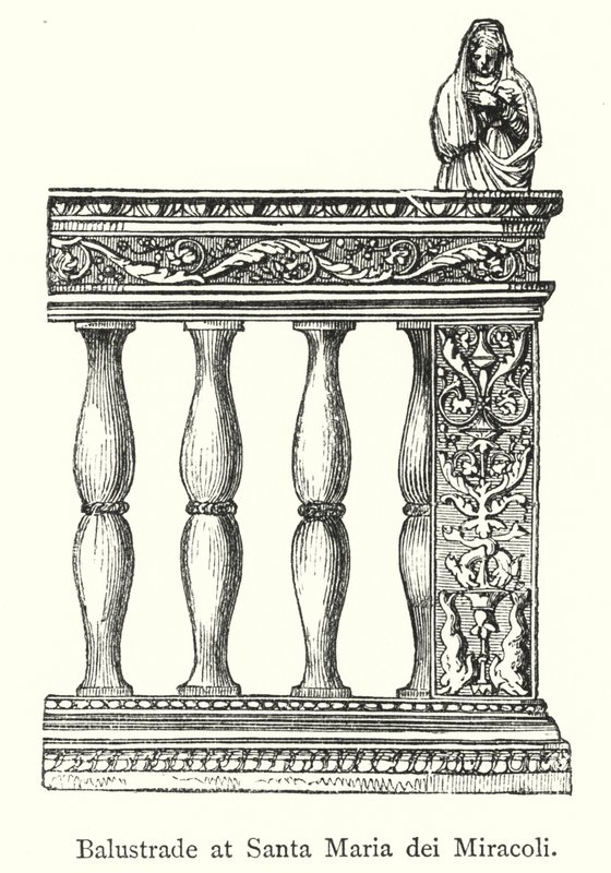 Balustrade vid Santa Maria dei Miracoli (gravyr) av European School