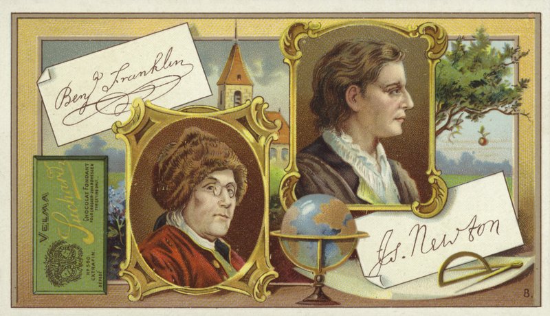 Benjamin Franklin och Isaac Newton av European School