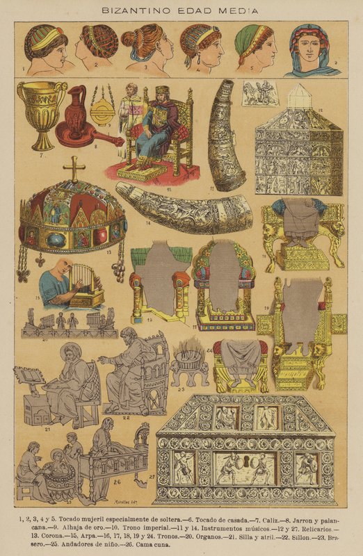 Bysantinsk medeltid (färg litho) av European School