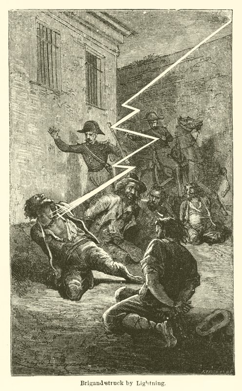 Brigand träffad av blixten (gravyr) av European School