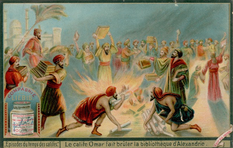 Kalifen Omar bränner biblioteket i Alexandria av European School