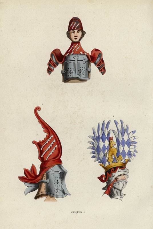 Casques (färgad gravyr) av European School