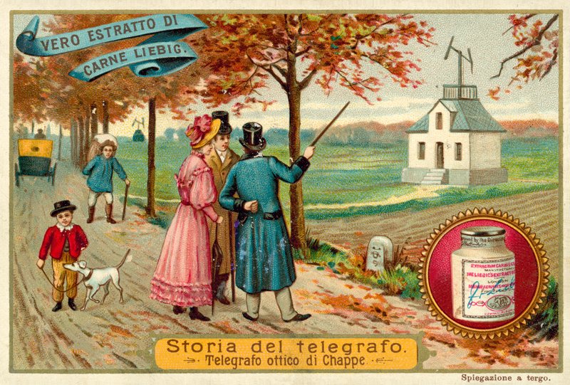 Chappes optiska telegraf (chromolitho) av European School