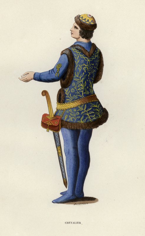 Chevalier (färgad gravyr) av European School