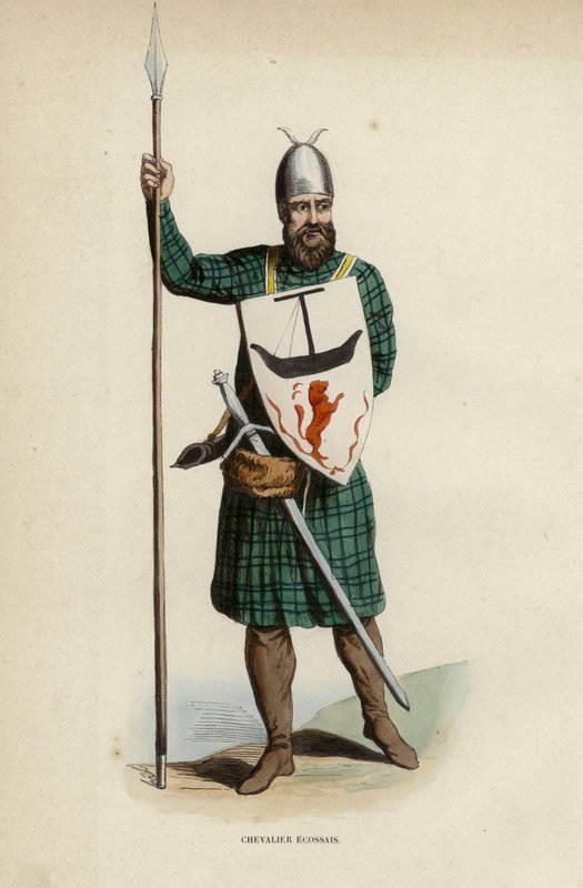 Scottish Knight (färgad gravyr) av European School