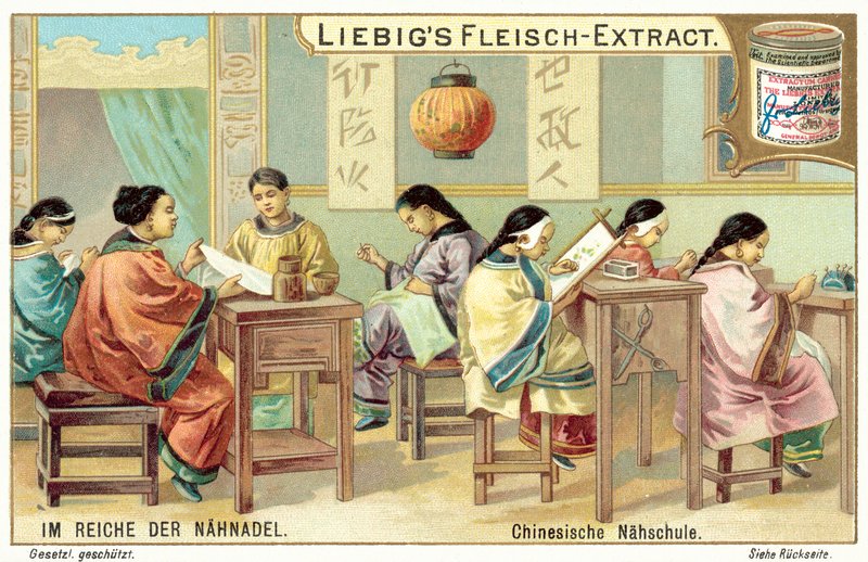 Kinesisk handarbetsskola (chromolitho) av European School