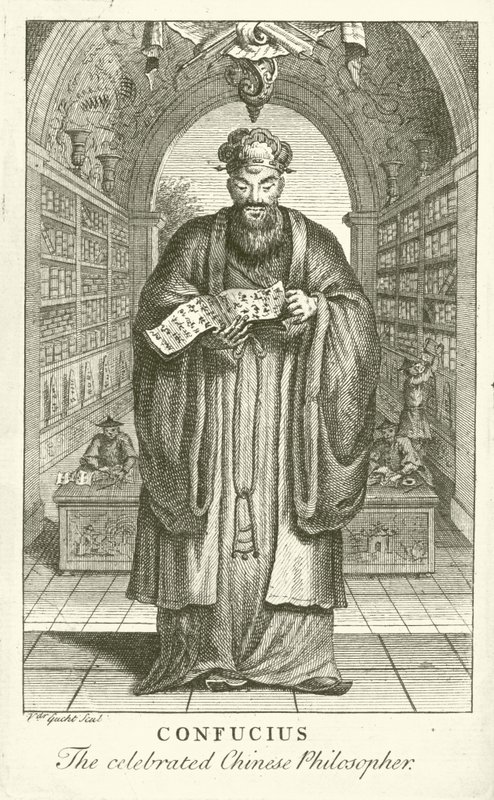 Konfucius, den berömda kinesiska filosofen (gravyr) av European School