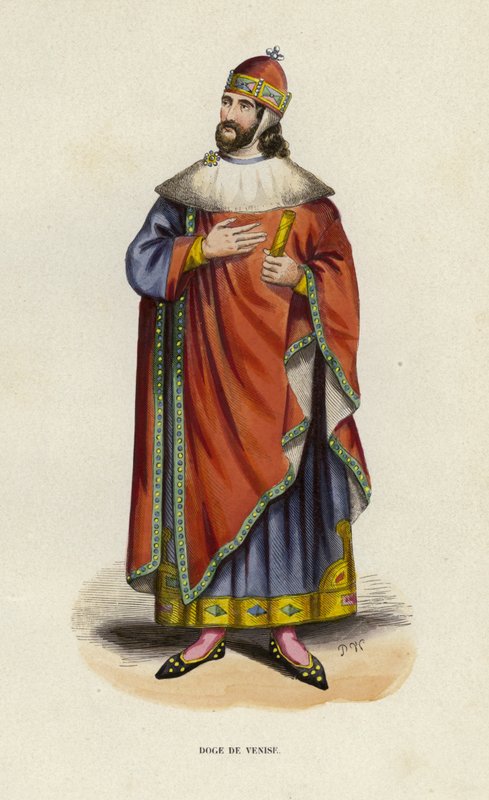 Doge De Venise (färgad gravyr) av European School