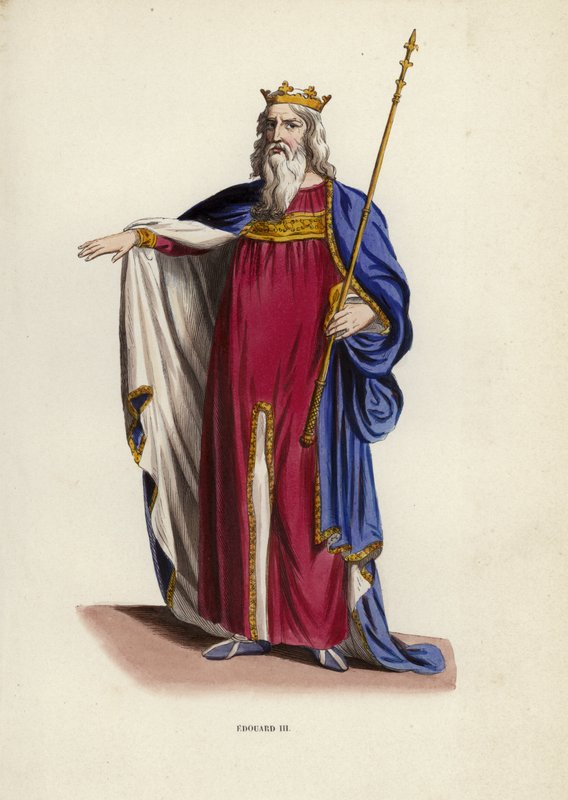 Edouard III (färgad gravyr) av European School