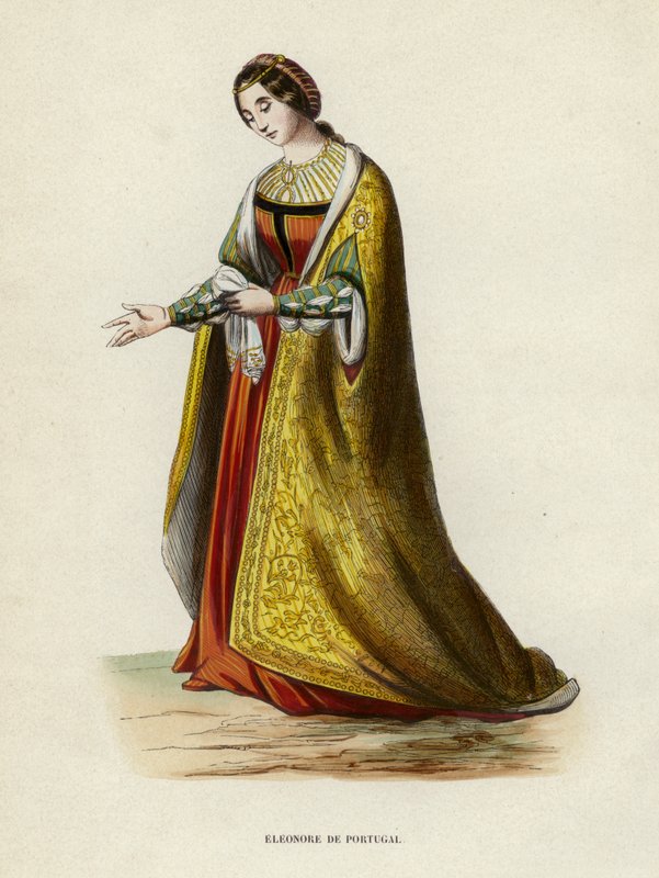 Eleonore De Portugal (färgad gravyr) av European School