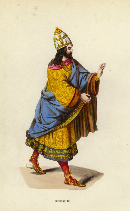 Frederic III (färgad gravyr) av European School