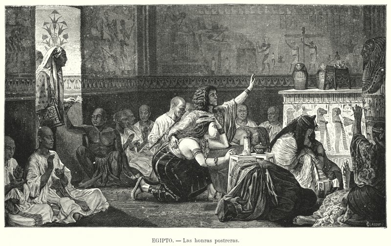 Begravning i det antika Egypten (litho) av European School