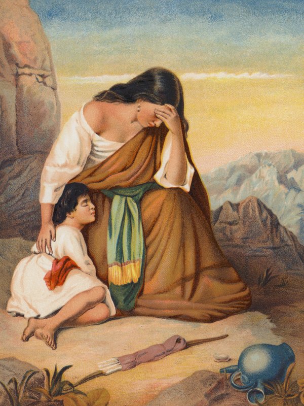 Hagar och Ismael (färglitografi) av European School