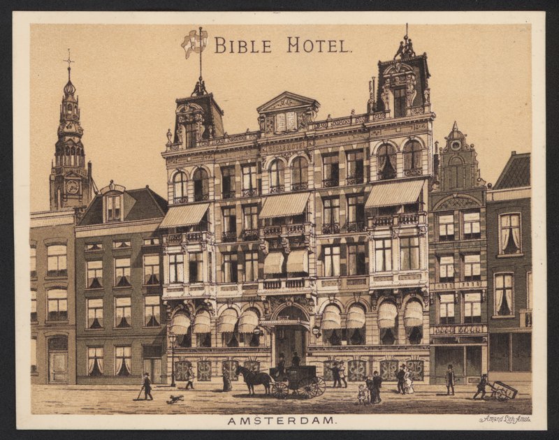 Hotel Trade Card (färgad gravyr) av European School