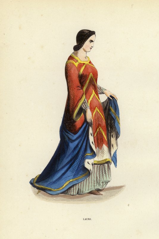 Laure (färgad gravyr) av European School