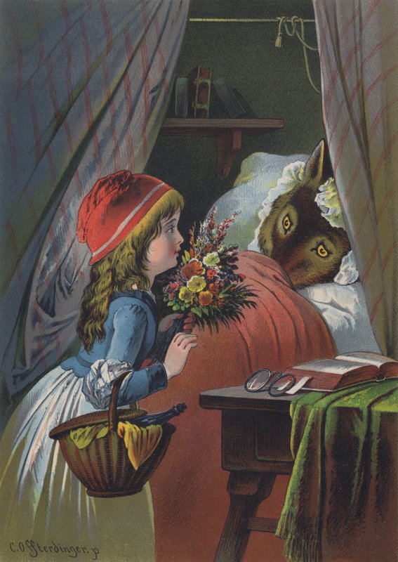 Rödluvan (färg litho) av European School