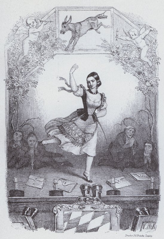 Lola Montez dansar bayersk historia (litho) av European School