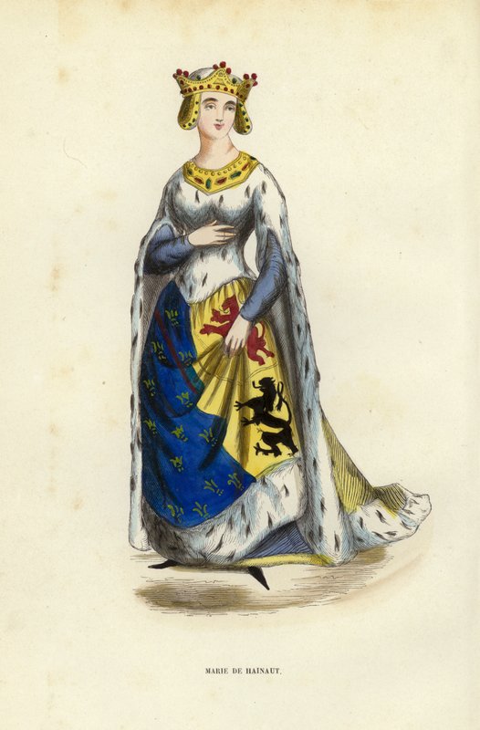 Marie De Hainaut (färgad gravyr) av European School