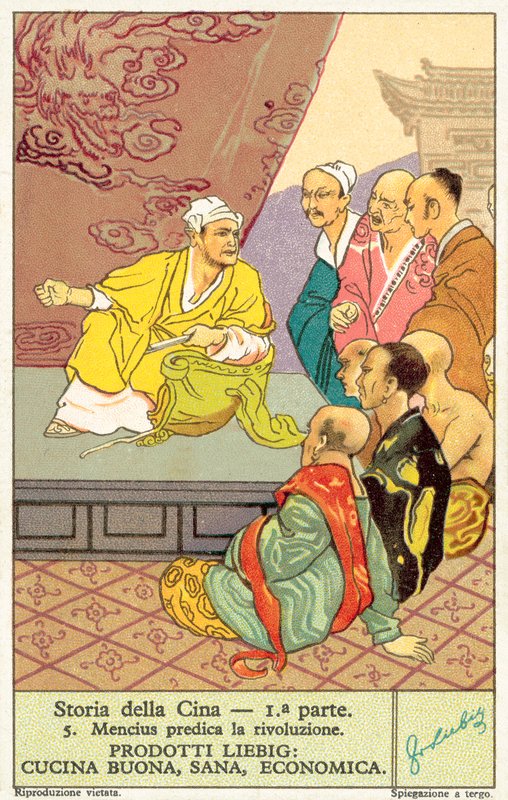 Mencius predikar revolution (chromolitho) av European School