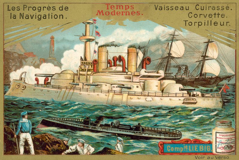 Moderna krigsfartyg (chromolitho) av European School