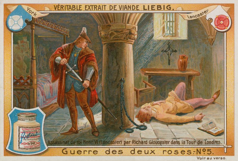 Mordet på kung Henrik VI (chromolitho) av European School