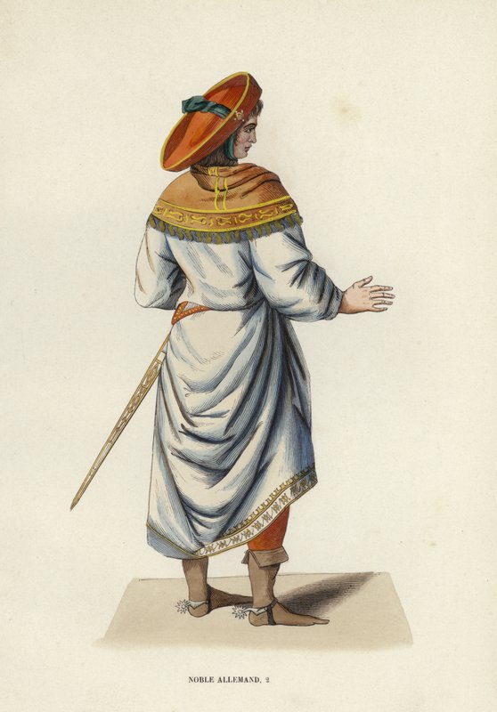 Noble Allemand (färgad gravyr) av European School