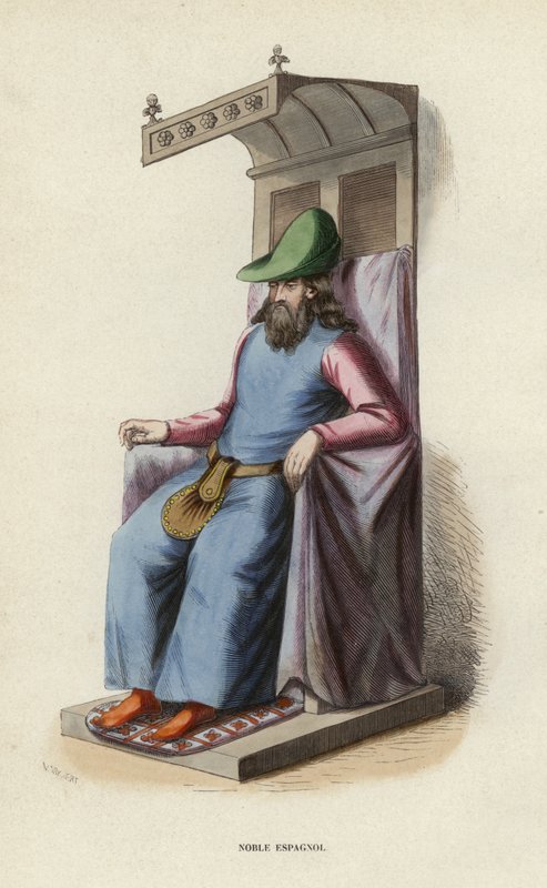 Noble Espagnol (färgad gravyr) av European School