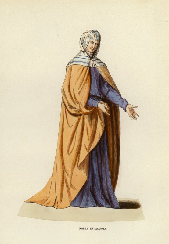 Noble Espagnole (färgad gravyr) av European School