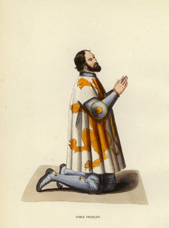 Noble Francais (färgad gravyr) av European School