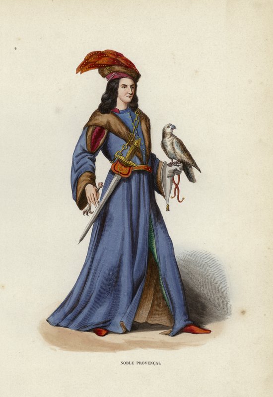 Noble Provencal (färgad gravyr) av European School