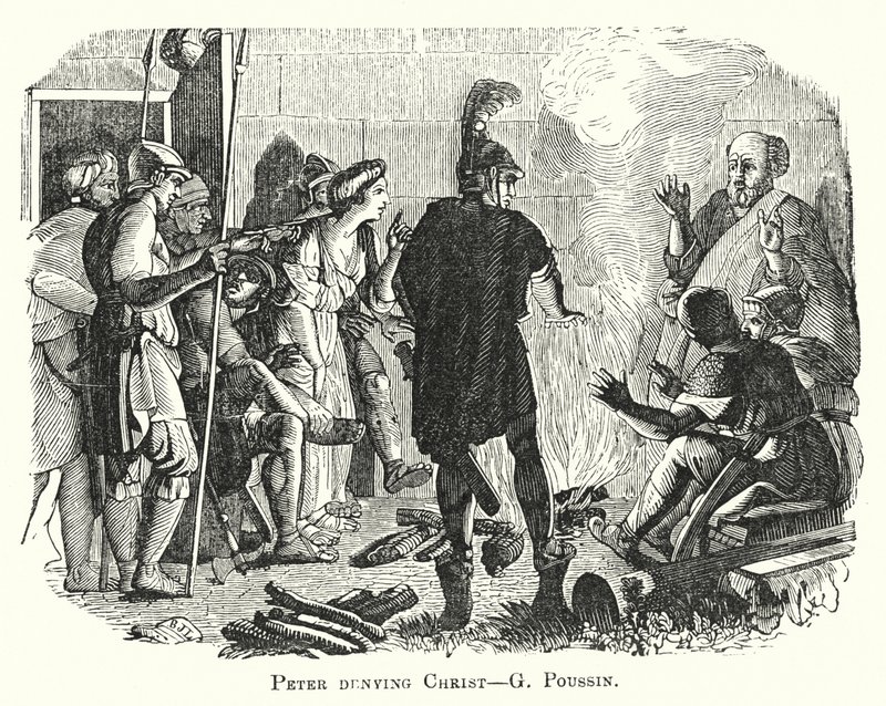 Petrus förnekar Kristus (gravyr) av European School