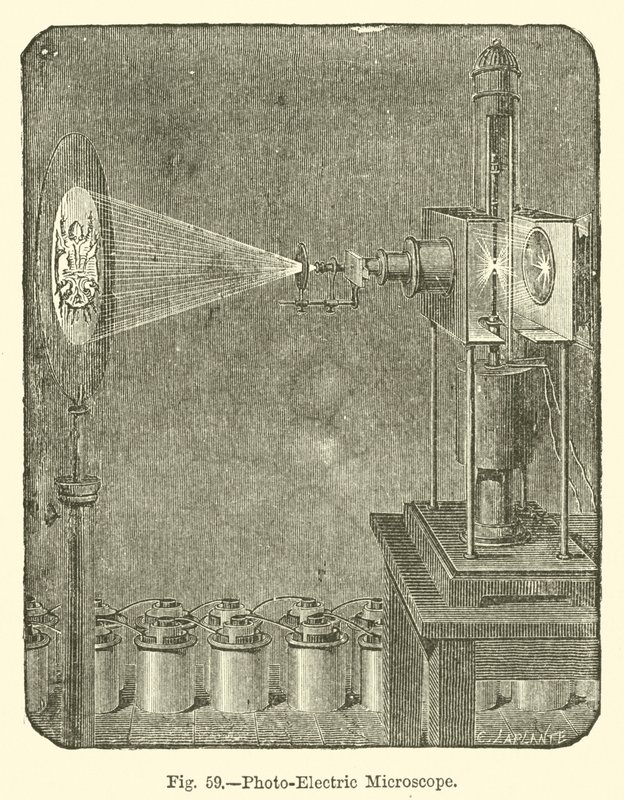 Fotoelektriskt mikroskop (gravyr) av European School