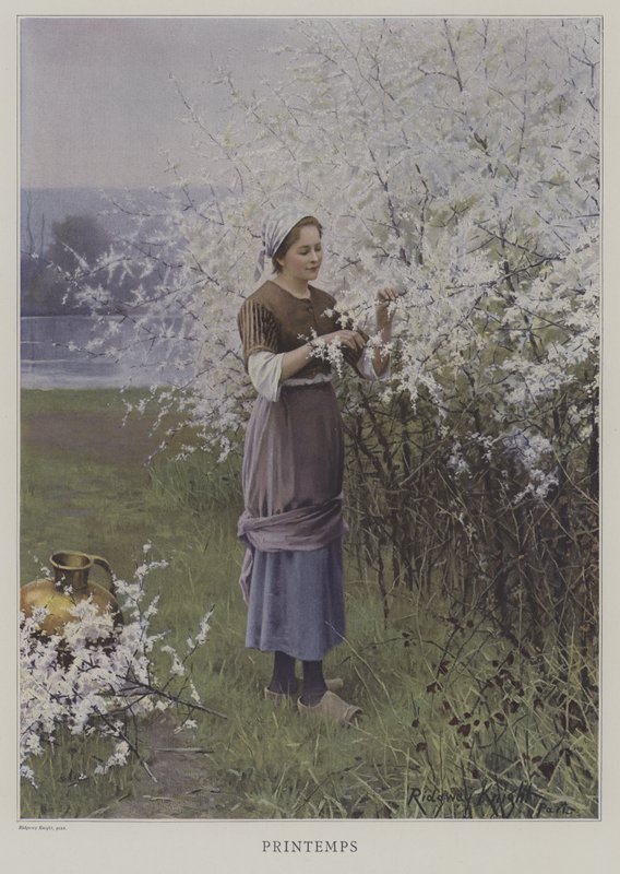 Printemps (vår) (färg litho) av European School