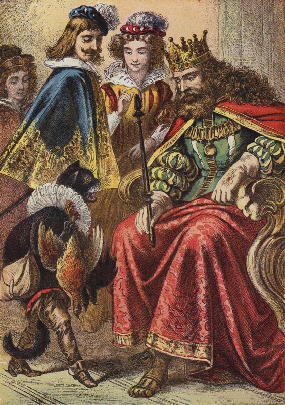 Puss In Boots (färg litho) av European School