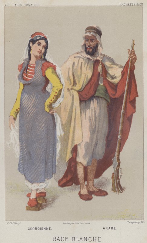 kaukasiska, georgiska, arabiska (chromolitho) av European School