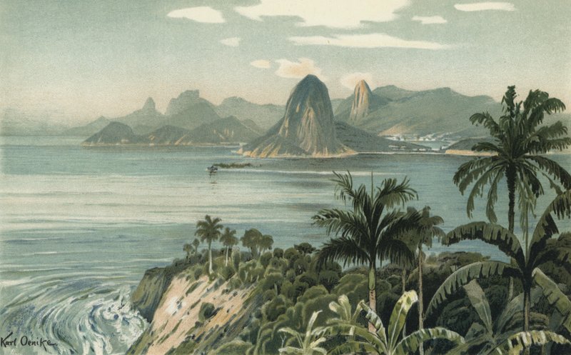 Rio de Janeiro, Brasilien (färg litho) av European School