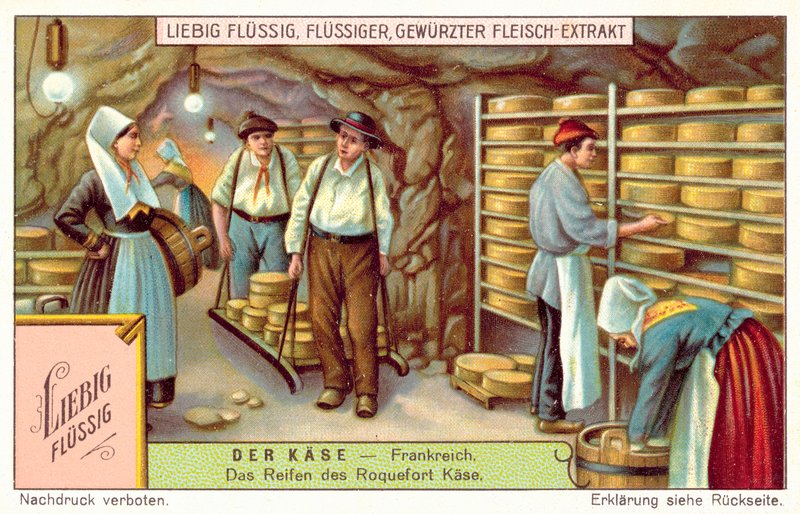 Roquefortostar som mognar i Frankrike (chromolitho) av European School