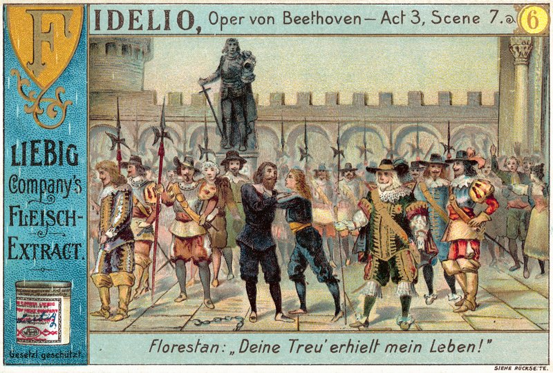 Scen ur Beethovens opera Fidelio (chromolitho) av European School