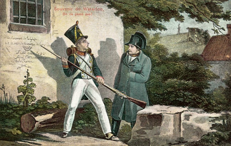 Souvenir of Waterloo (färg litho) av European School