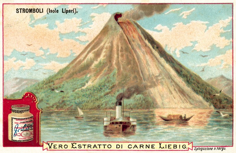 Stromboli, Italien (chromolitho) av European School
