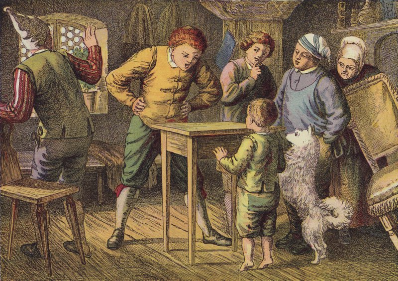 De tre bröderna (färglitografi) av European School