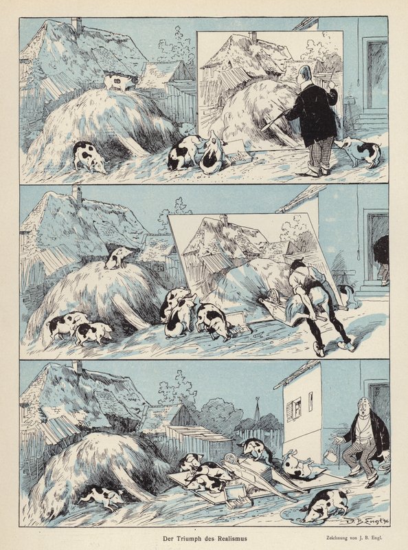 Realismens triumf (färg litho) av European School