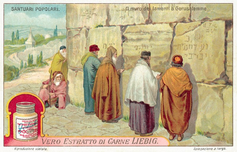 Klagomuren i Jerusalem (chromolitho) av European School
