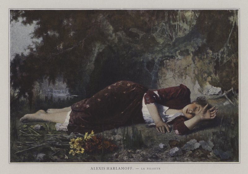 The Young Girl (färg litho) av European School