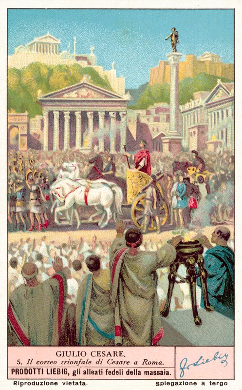 Triumf för Julius Caesar (chromolitho) av European School