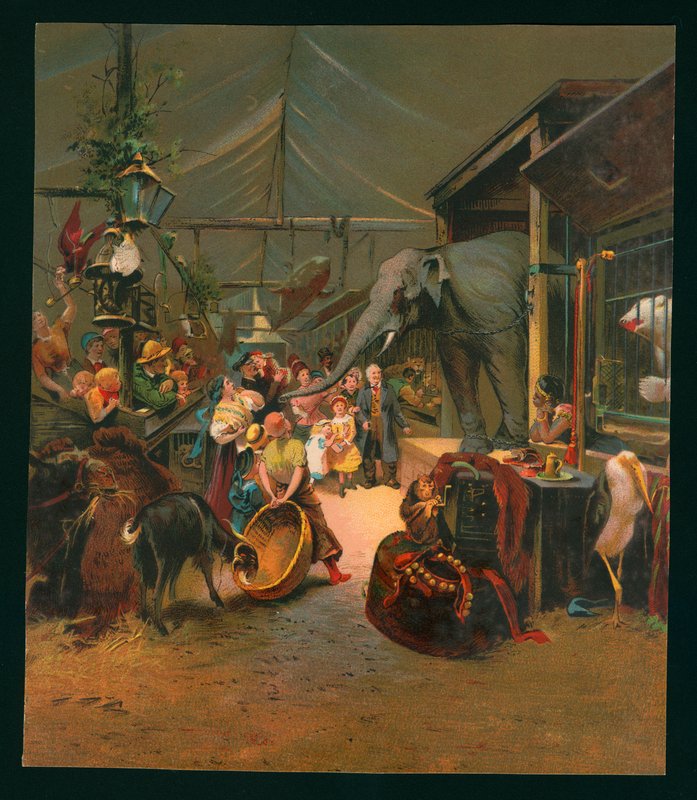 Besökare i ett menageri (chromolitho) av European School