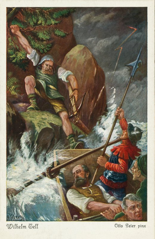 Wilhelm Tell (färglitografi) av European School