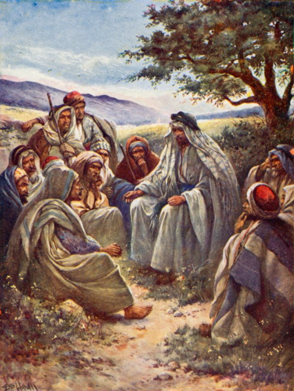 Bergspredikan (färg litho) av Evelyn Stuart Hardy